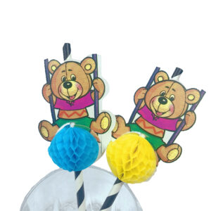 Bear Party Decorations Paper Drinking Straw
