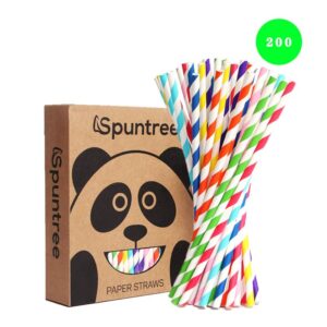 200 Pack Multi-Color Biodegradable Paper Straws